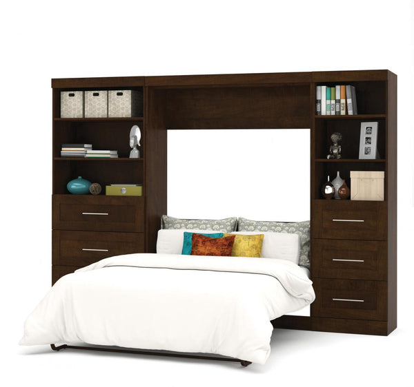 Full Murphy Bed and 2 Shelving Units with Drawers (120W)