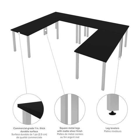 Four 60W x 30D Table Desks with Square Metal Legs