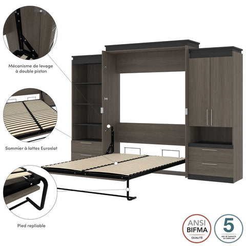 Queen Murphy Bed and Multifunctional Storage with Drawers (125W)