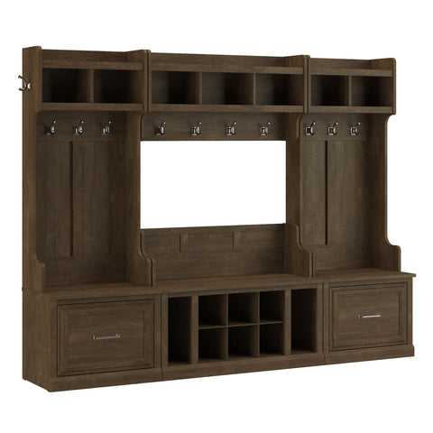 Full Entryway Storage Set with Coat Rack and Shoe Bench with Drawers