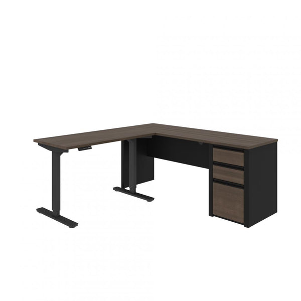 72W L-Shaped Standing Desk with Pedestal