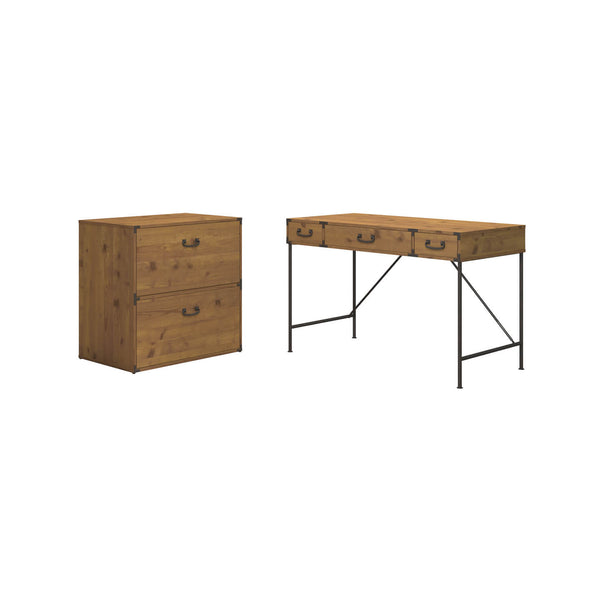 48W Writing Desk with 2 Drawer Lateral File Cabinet