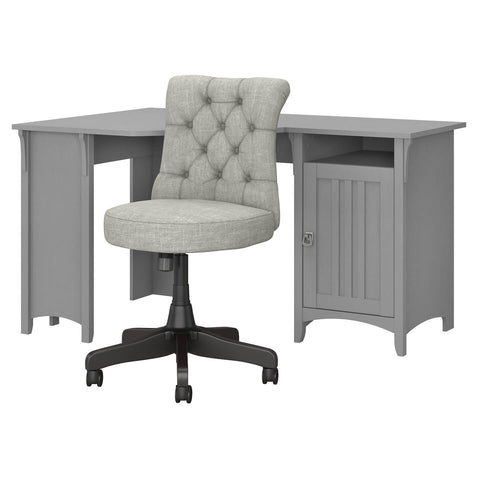 55W Corner Desk with Mid Back Tufted Office Chair