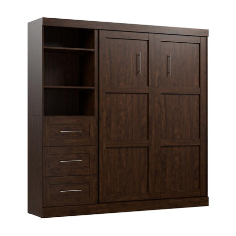 Full Murphy Bed and Shelving Unit with Drawers (84W)