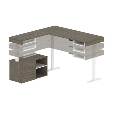 72W L-Shaped Standing Desk with Credenza