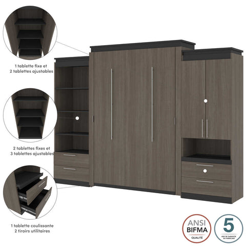 Queen Murphy Bed and Multifunctional Storage with Drawers (125W)