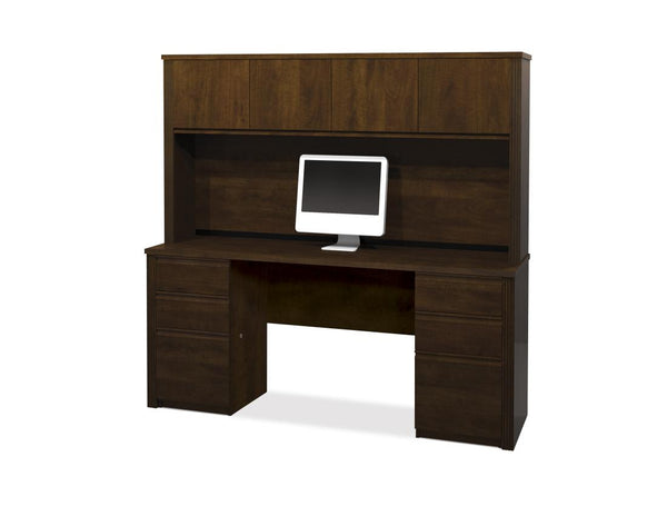 72W Credenza Desk with Two Pedestals and Hutch