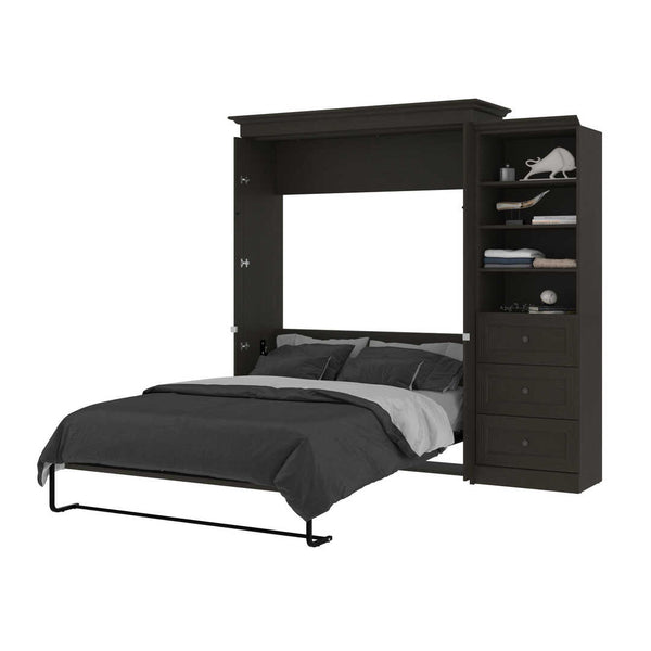 Queen Murphy Bed with Shelves and Drawers (92W)