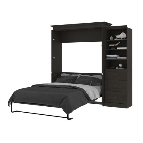 Queen Murphy Bed with Shelves and Drawers (92W)