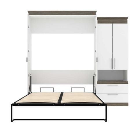 Queen Murphy Bed with Storage Cabinet and Pull-Out Shelf (97W)