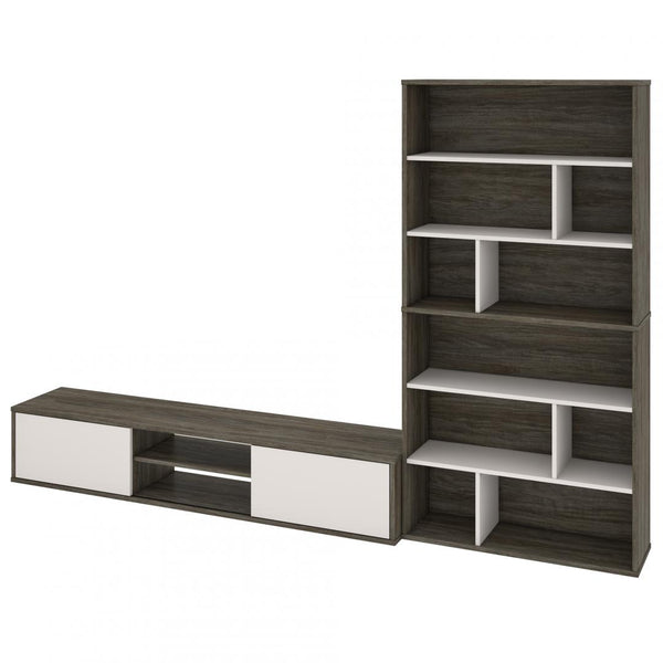 TV Stand with 2 Asymmetrical Shelving Units