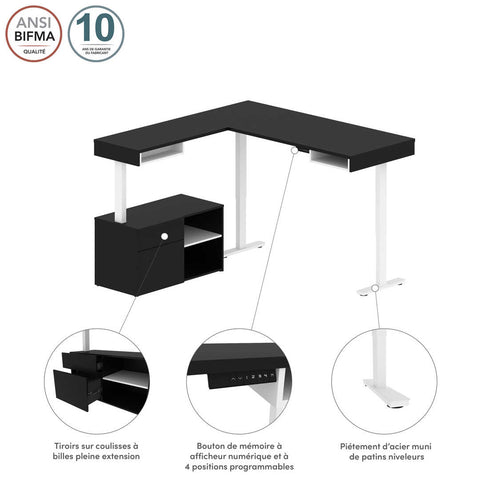 72W L-Shaped Standing Desk with Credenza