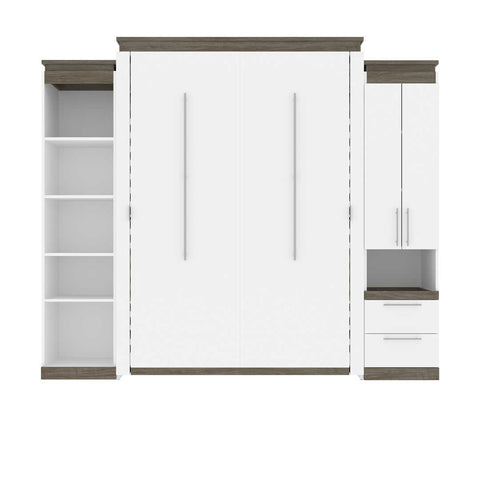 Queen Murphy Bed with Storage Cabinet and Shelves (106W)