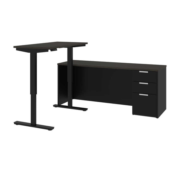 72W L-Shaped Standing Desk with Pedestal