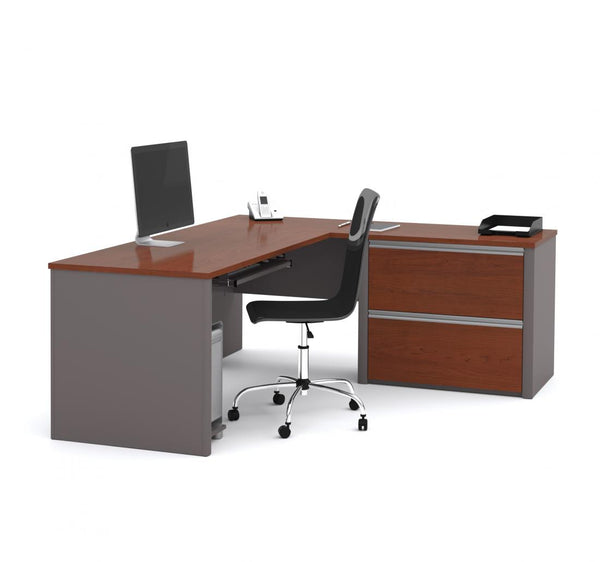 72W L-Shaped Desk with Lateral File Cabinet