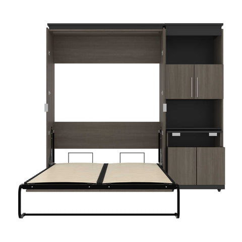 Full Murphy Bed with Storage Cabinet and Fold-Out Desk (91W)