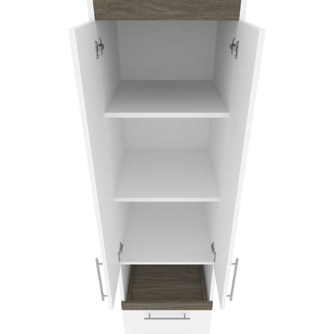 Queen Murphy Bed with Storage Cabinets and Pull-Out Shelves (106W)