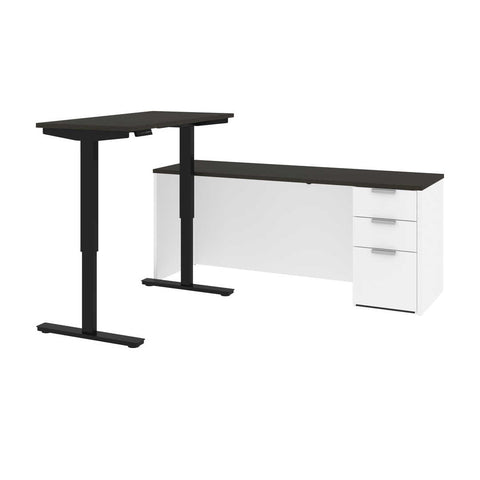 72W L-Shaped Standing Desk with Pedestal