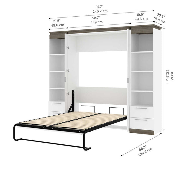 Full Murphy Bed with Shelves and Drawers (100W)