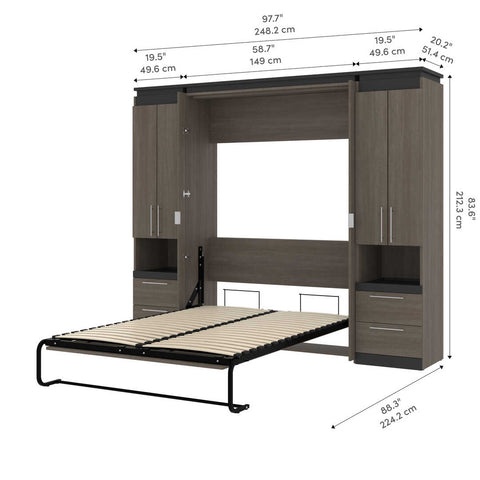 Full Murphy Bed with Storage Cabinets and Pull-Out Shelves (100W)