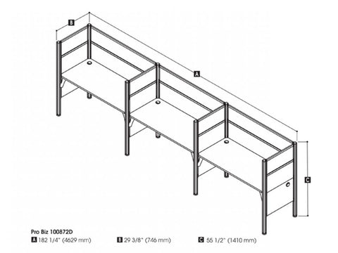 3-Person Office Cubicles with High Privacy Panels