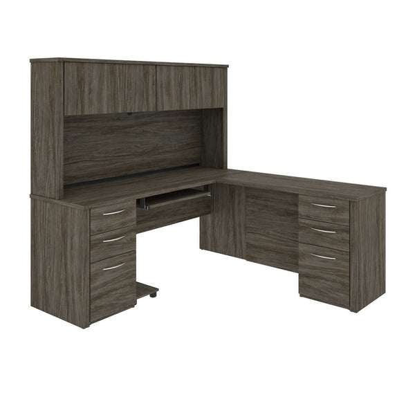 L-Shaped Desk with Hutch and 2 Pedestals