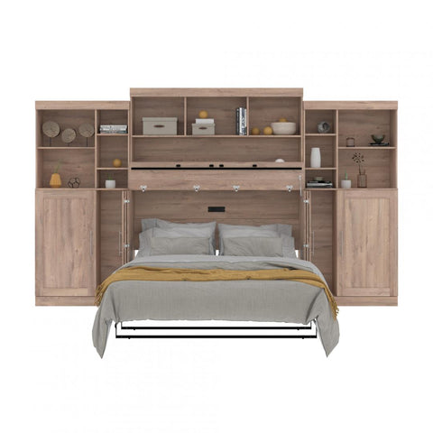 Queen Cabinet Bed with Mattress, two 36″ Storage Units, and 3 Hutches