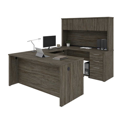 66W U-Shaped Executive Desk with Pedestal and Hutch