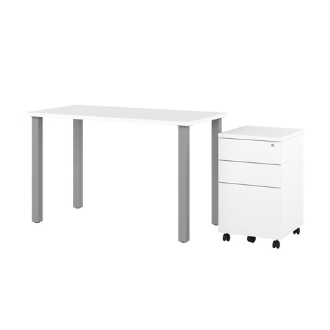 48W x 24D Table Desk with Assembled Mobile Pedestal