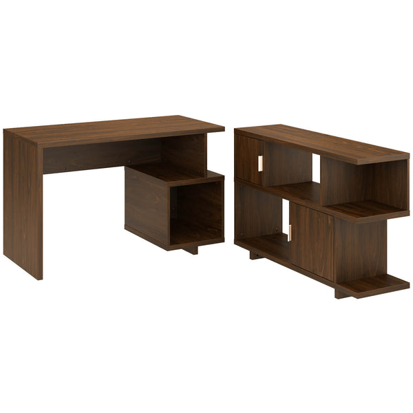 48W Writing Desk with Low Bookcase