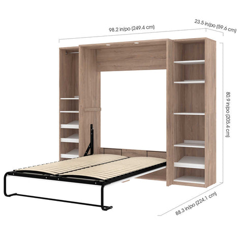 Full Murphy Bed with 2 Narrow Closet Organizers (99W)