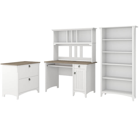 Mission Desk with Hutch, Lateral File Cabinet and 5 Shelf Bookcase