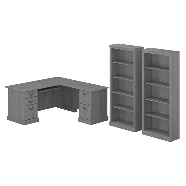 L Shaped Computer Desk and Bookcase Set