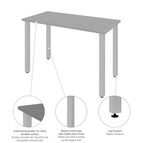 48W Table Desk with Square Metal Legs