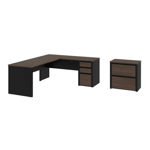 72W L-Shaped Desk with Lateral File Cabinet