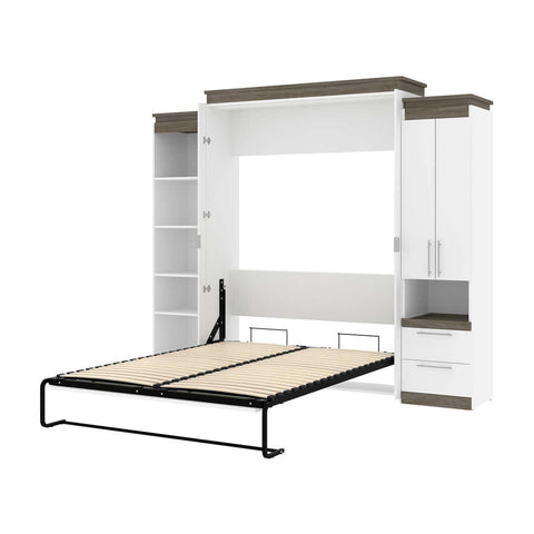 Queen Murphy Bed with Storage Cabinet and Shelves (106W)