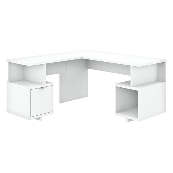 60W L Shaped Desk with Drawer and Storage Cubby