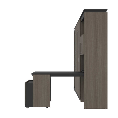 Full Murphy Bed with Shelves and Storage Cabinet with Fold-Out Desk (120W)