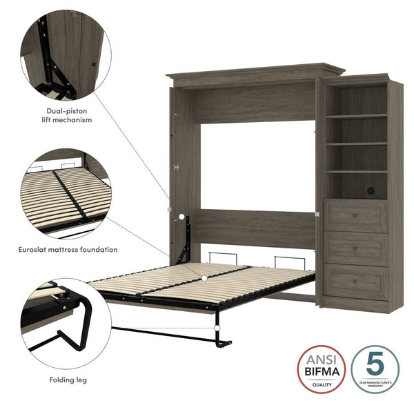 Queen Murphy Bed with Shelves and Drawers (92W)