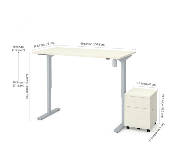 60W x 30D Standing Desk with Mobile Pedestal