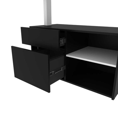 72W L-Shaped Standing Desk with Credenza