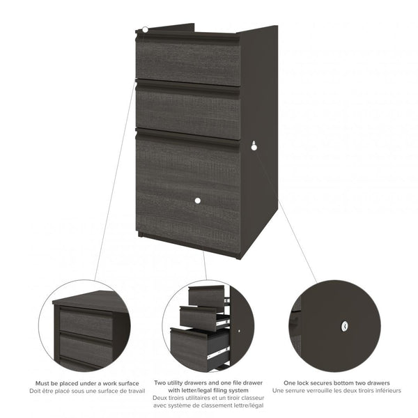 Modern L-Shaped Office Desk with Two Pedestals and Hutch