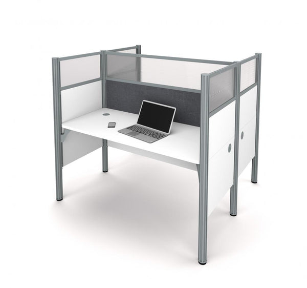 63W Office Cubicles with Gray Tack Boards and High Privacy Panels