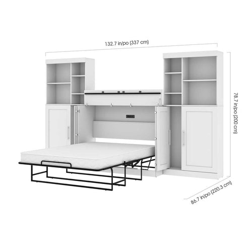 Full Cabinet Bed with Mattress, two 36″ Storage Units, and 2 Hutches