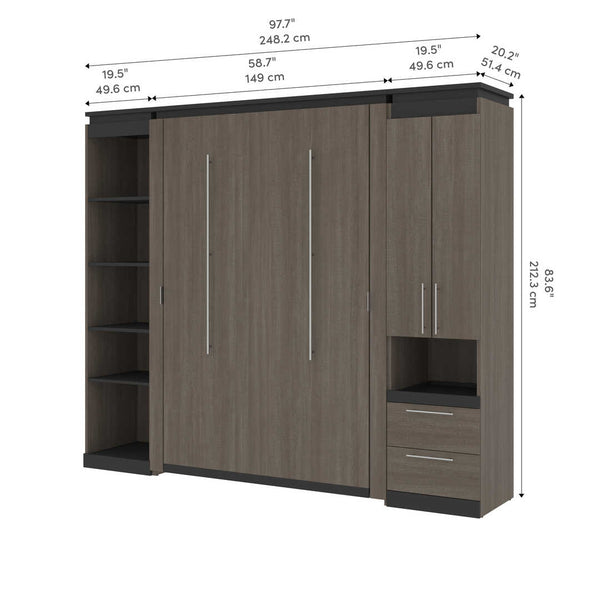 Full Murphy Bed with Storage Cabinet and Shelves (100W)