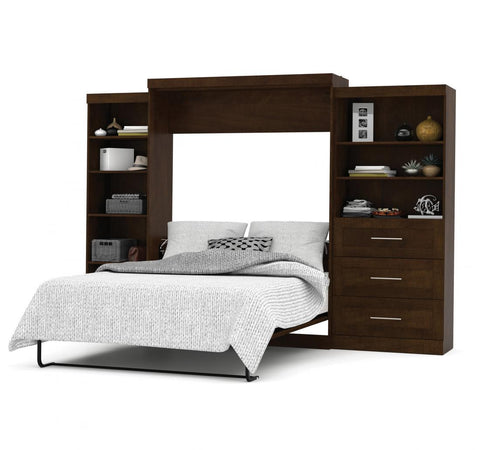 Queen Murphy Bed with Shelving and Drawers (126W)