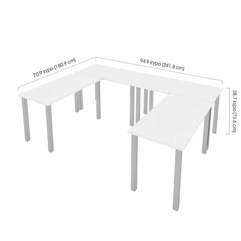 Four 48W x 24D Table Desks with Square Metal Legs