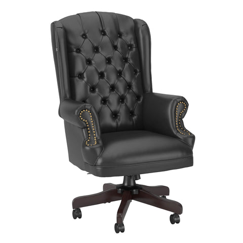 Wingback Leather Executive Office Chair with Nailhead Trim