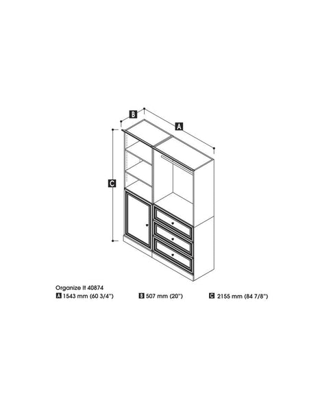 61W Closet Organizer System with Doors