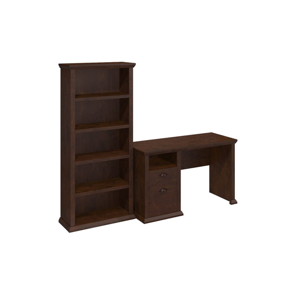 50W Home Office Desk with 5 Shelf Bookcase